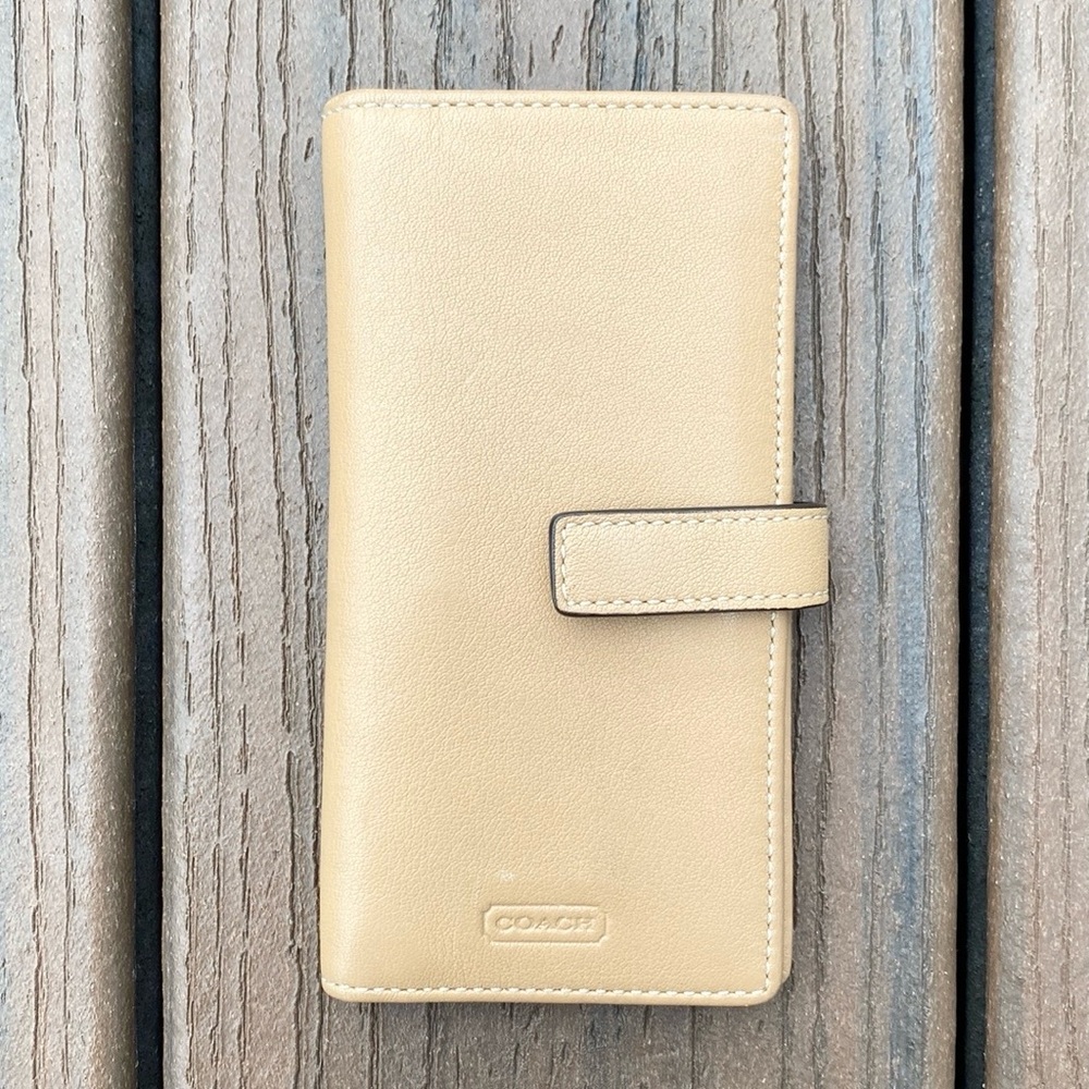 Coach Factory Slim Tan Leather Wallet - Picture 1 of 6